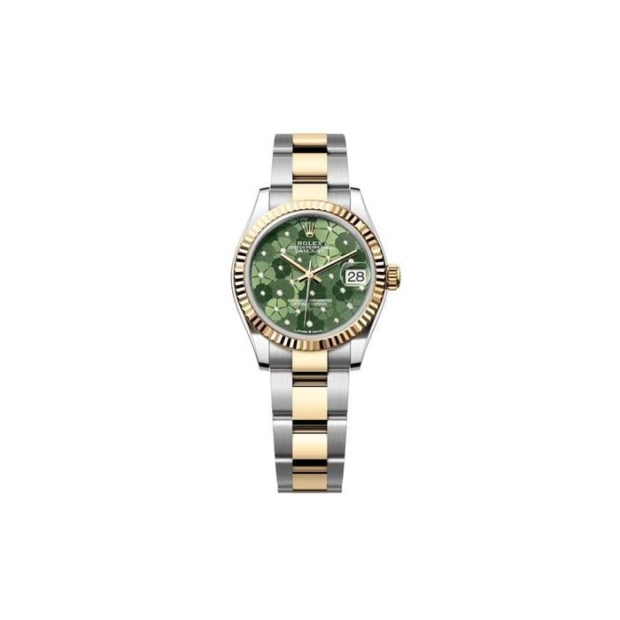 Rolex Datejust31 NEW 2026 Green Floral Motif Diamond Dial Two Tone Yellow Gold Oyster Bracelet Ref. 278273