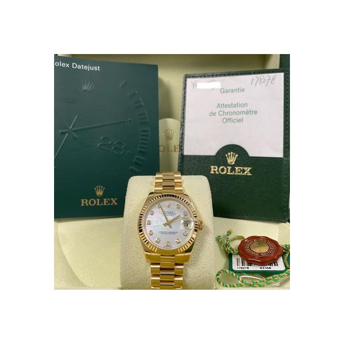 Rolex DatejustLike NEW 2004 Datejust 31 President Yellow Gold Mother-of-Pearl Diamond Dial 178278 FULL SET