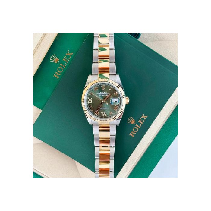 Rolex Datejust36mm UNWORN 2026 Olive Green Roman VIIX Fluted Oyster 126233