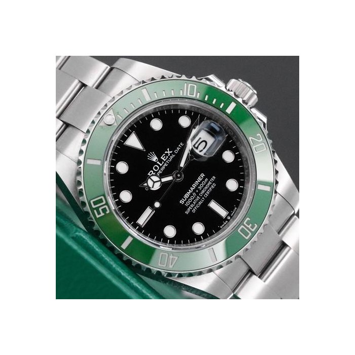 Rolex Submariner DateStarbucks Complete 41mm Steel Case Black Dial Green Ceramic Bezel Ref. 126610lv