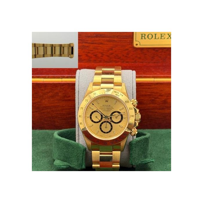 Rolex DaytonaZenith Unpolished 16528 Champagne Inverted 6 Dial 18k Yellow Gold
