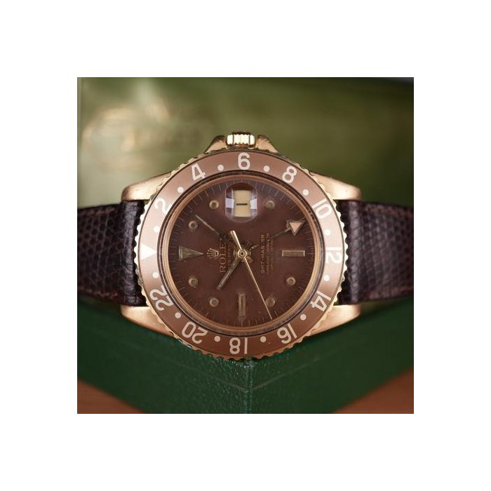 Rolex GMT-Master1967 Rolex GMT-Master 1675 Concorde Brown Nipple Dial 18k Yellow Gold Untouched factory dial and hands