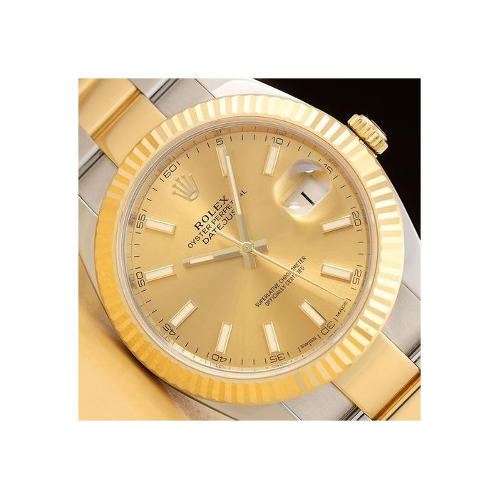 Rolex Datejust2018 Card Rolex Datejust 41 126333 Champagne Dial 18k Gold Steel Watch