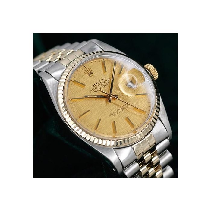 Rolex DatejustMINT COMPLETE SET Datejust Champagne Linen Jubilee Two-Tone 18K Yellow Gold Steel 16013