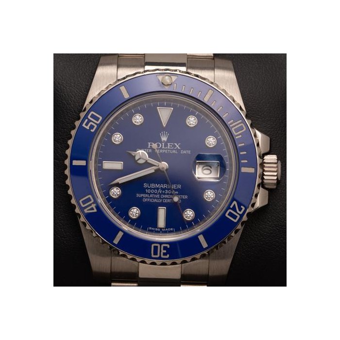 Rolex Submariner DateBlue Serti Dial 18K White Gold Case & bracelet Ref. 116619