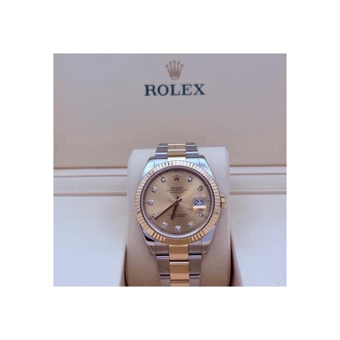 Rolex Datejust41 126333 Champagne Diamond Dial 18K Yellow Gold Steel Box