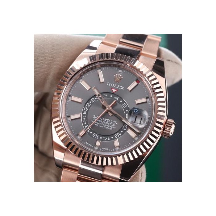 Rolex Sky-Dweller[Complete Set] 42mm Rose Gold Rhodium 18k Fluted Oyster 326935