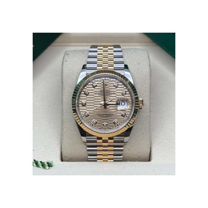 Rolex Datejust36 Champagne Motif Diamond Two Tone Yellow Gold Fluted Bezel Jubilee Bracelet Ref. 126233