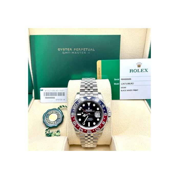 Rolex GMT-Master IIPepsi 126710BLRO 40mm Red Blue Bezel Steel Jubilee Box Paper