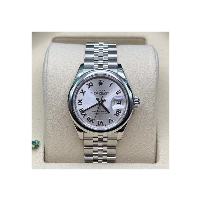 Rolex Lady-DatejustSilver Roman Dial Smooth Bezel Stainless Steel Jubilee Bracelet Ref. 279160