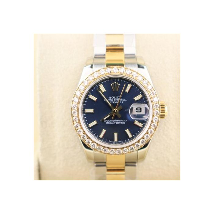 Rolex Rolex Lady-Datejust2007 Ladies Datejust 179173 Diamond Bezel Blue Dial TT 18kt Oyster 26mm, Price & Market Data