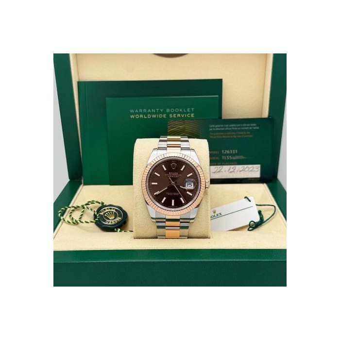 Rolex Datejust41 126331 41mm Chocolate Dial 18k Rose Gold Steel Box Paper