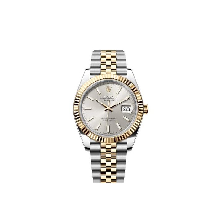 Rolex Datejust41 NEW 2026 Silver Index Dial Two Tone Yellow Gold Fluted Jubilee Bracelet Ref. 126333