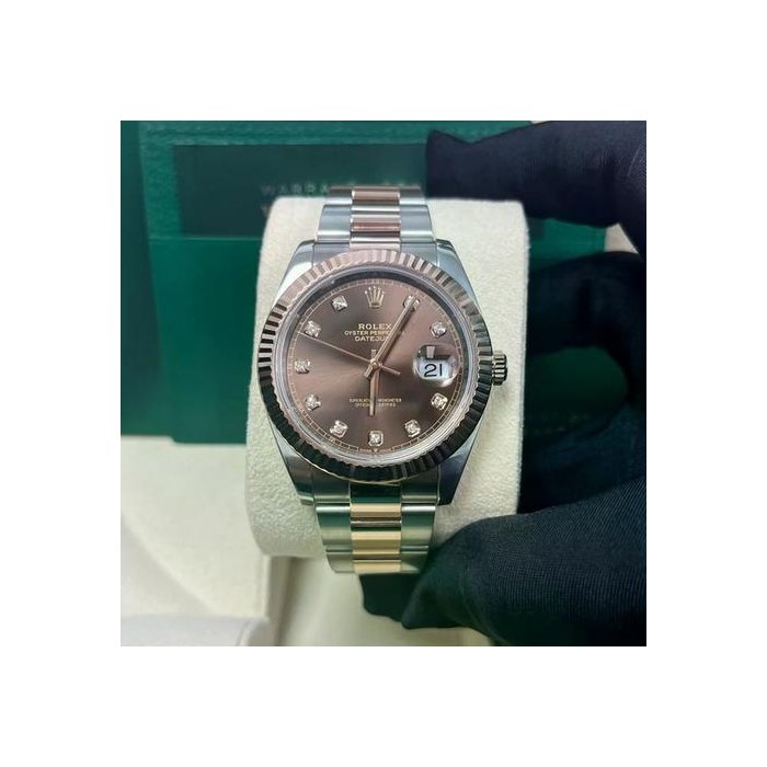 Rolex DatejustUnworn 2026 Two-tone 41mm Chocolate Diamond Dial Oyster Ref. 126331