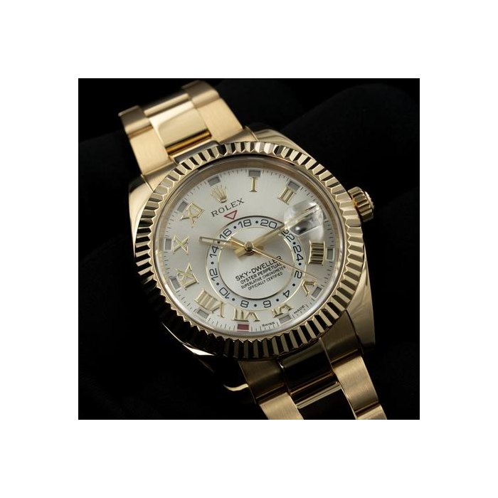 Rolex Sky-Dweller326938 Yellow Gold White Dial Roman | Box & Papers Excellent Condition