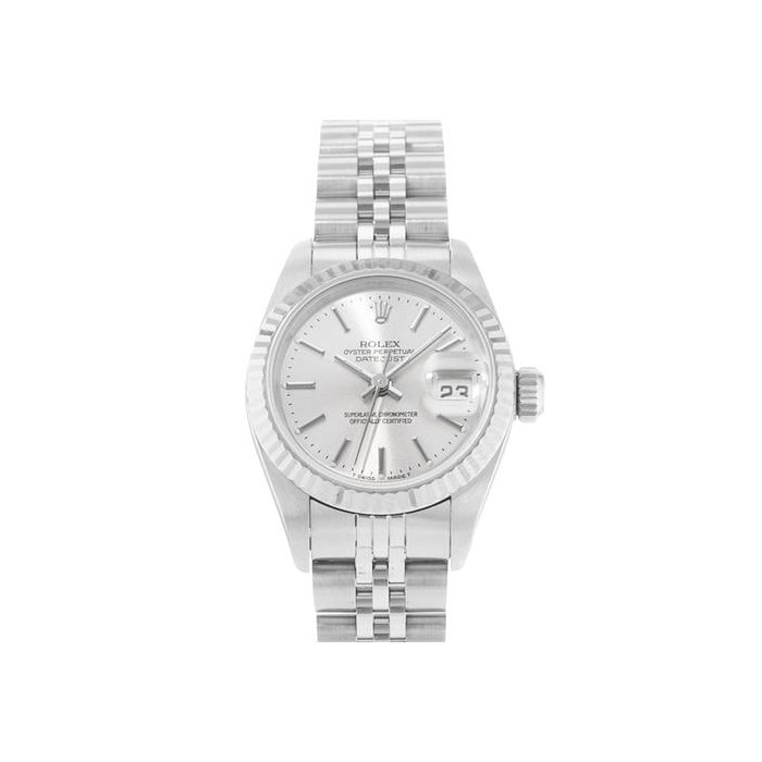 Rolex Lady-Datejust26 69174 Silver Index Dial Steel 18k White Gold Ladies Watch 1994