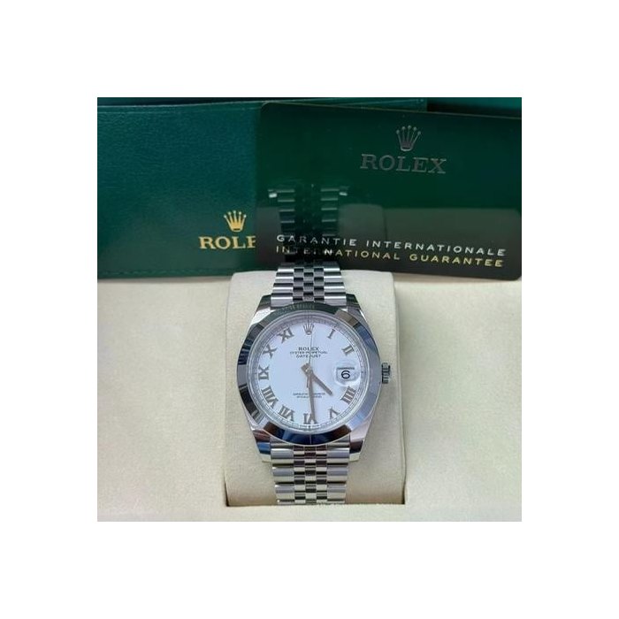 Rolex DatejustUnworn 2026 41mm White Roman Dial Smooth Bezel Jubilee Ref. 126300