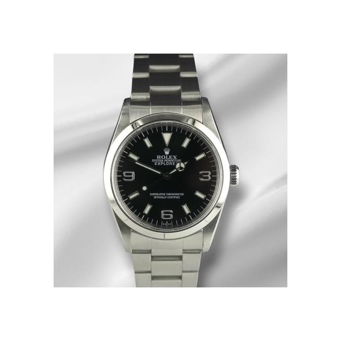 Rolex ExplorerI 36mm Steel Black Dial Oyster Men's Watch 14270 Papers