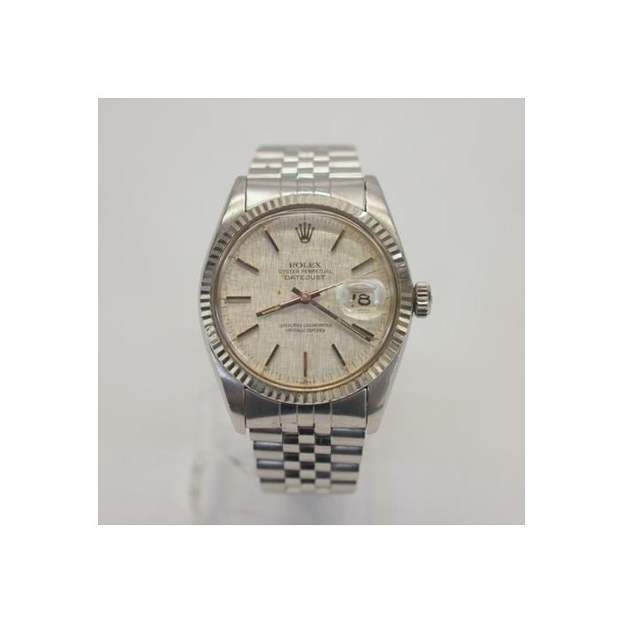 Rolex Datejust1979 ROLEX DATEJUST 16014 SILVER LINEN DIAL Fluted Bezel 36mm Stainless Sharp and Strong Case