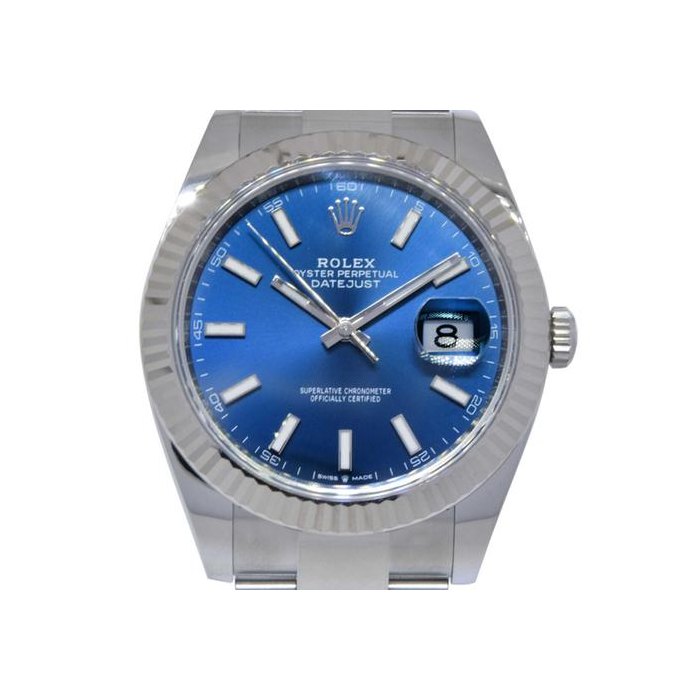 Rolex DatejustNOS Rolex Datejust 41 Steel & 18k White Gold Bezel Blue Dial Watch BP ’21 126334