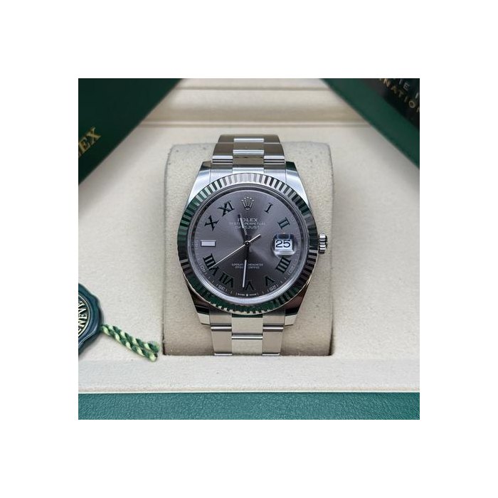 Rolex Datejust41 Wimbledon Dial Stainless Steel Fluted Bezel Oyster Bracelet Ref. 126334