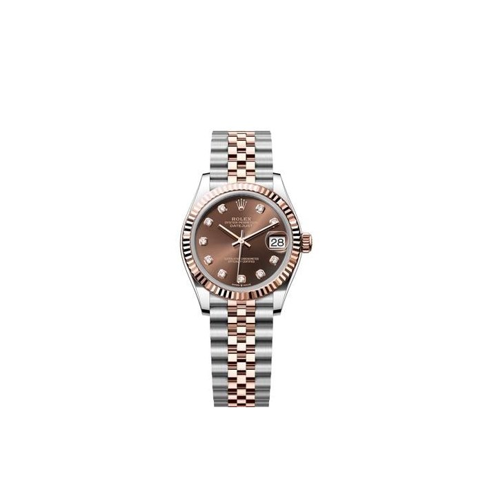 Rolex Datejust31 Chocolate Diamond Dial Two Tone Rose Gold Fluted Bezel Jubilee Bracelet Ref. 278271