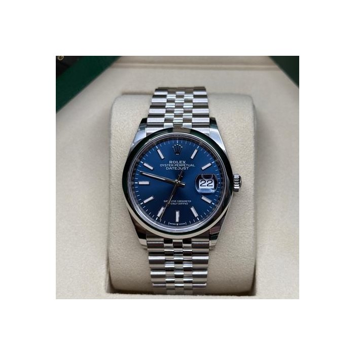 Rolex Datejust36 NEW 2025 Blue Index Dial Stainless Steel Smooth Bezel Jubilee Bracelet Ref. 126200