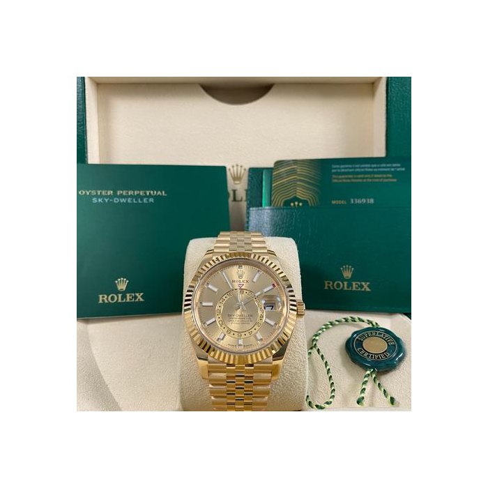 Rolex Sky-DwellerUNWORN 2024 Sky-dweller Yellow Gold Steel Champagne Index Dial 336938 FULL SET