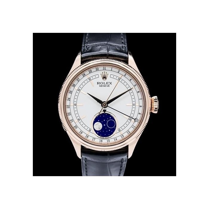 Rolex Cellini50535 Cellini Moonphase 18K Rose Gold White Dial