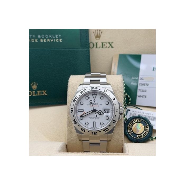 Rolex Explorer II216570 42mm Polar White Dial Stainless Steel Box Paper