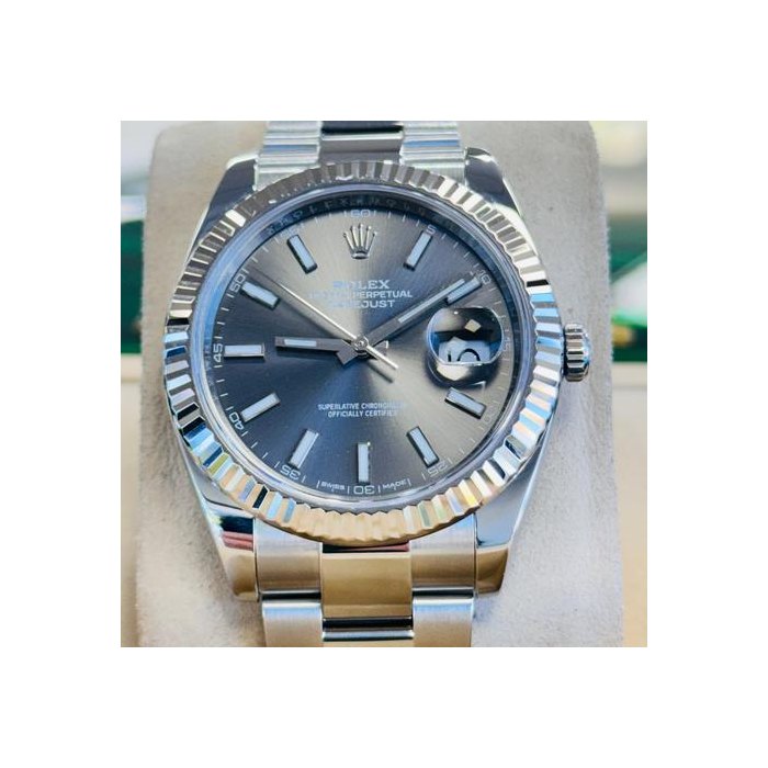 Rolex Datejust41mm 126334 Rhodium Dial Oyster Bracelet White Gold Bezel UNWORN