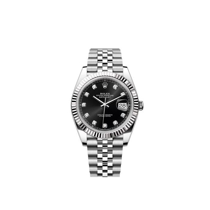 Rolex Datejust41 NEW 2026 Black Diamond Dial Stainless Steel Fluted Bezel Jubilee Bracelet Ref. 126334