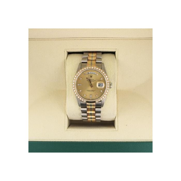 Rolex Day-DateTridor 18349 Champagne Diamond Dial and Bezel President 18kt 36mm