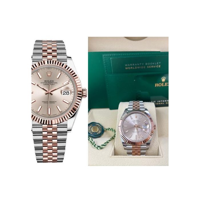 Rolex Datejust41 Two-Tone Stainless Steel and Rose Gold / Sundust Index Dial / Fluted Bezel Ref. 126331