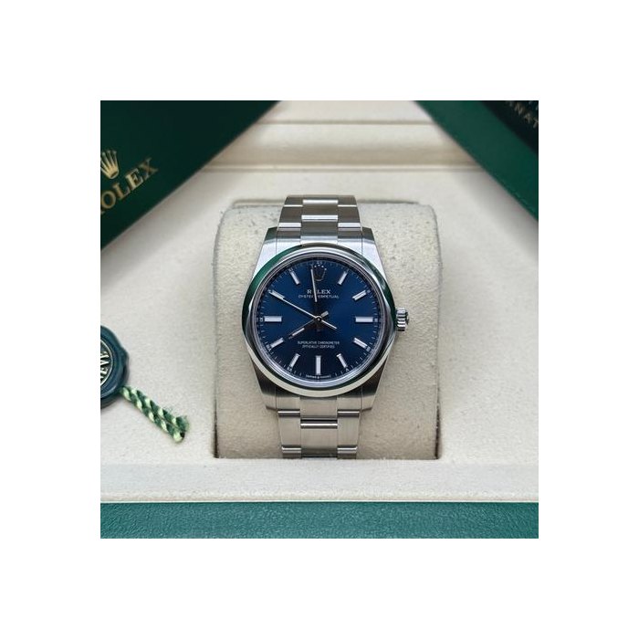 Rolex Oyster Perpetual34 Blue Dial Stainless Steel Oyster Bracelet Ref. 124200