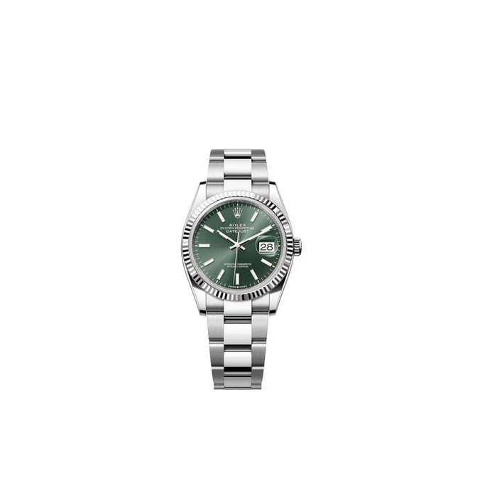 Rolex Datejust36 NEW 2025 Mint Green Index Dial Fluted Bezel Stainless Steel Jubilee Bracelet Ref. 126234