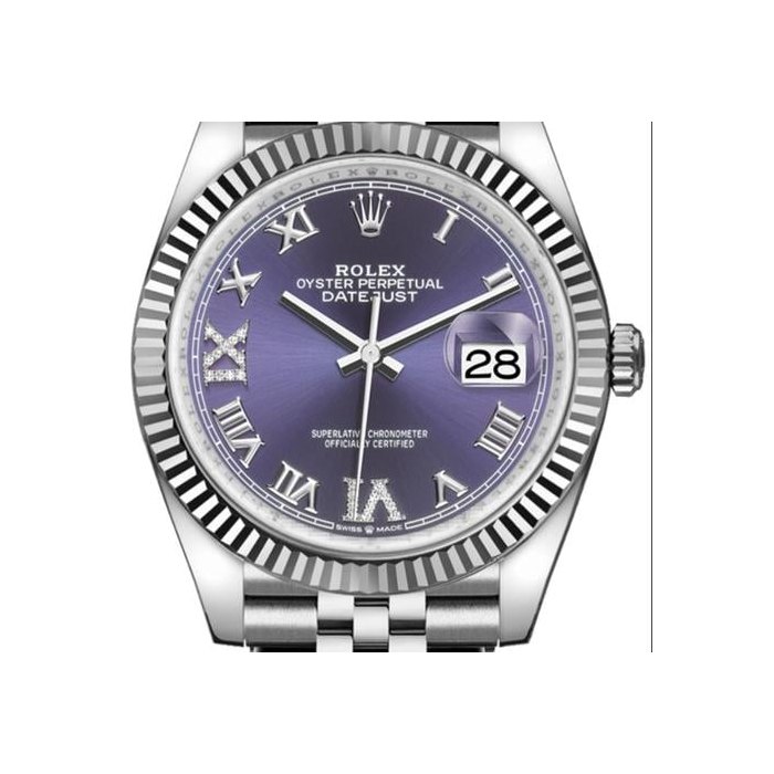 Rolex Datejust36mm Aubergine Purple Dial Automatic Jubilee Bracelet Midsize Watch 126234-0021 Complete Full Set