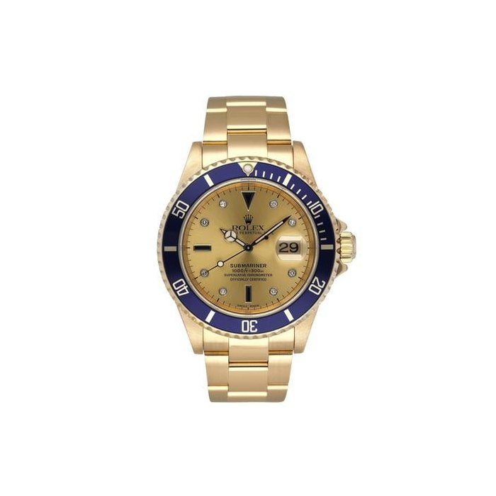 Rolex Submariner Date16618 Serti Champagne Dial Mens Watch Box Papers