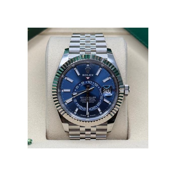 Rolex Sky-DwellerNEW 2026 Blue Dial Fluted Bezel Stainless Steel Jubilee Bracelet Ref. 336934