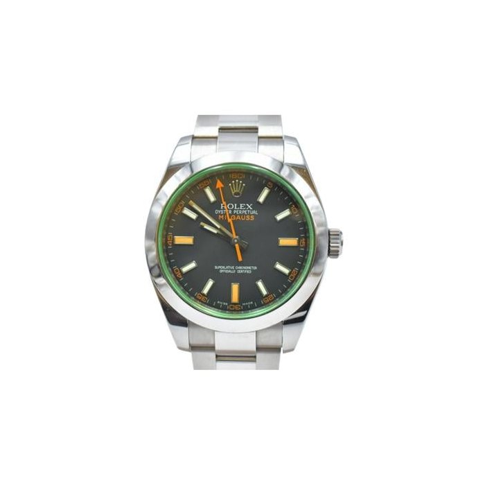 Rolex MilgaussGreen Crystal Stainless Steel Black Dial 116400GV