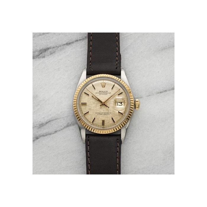 Rolex DatejustVintage 1974 Rolex Datejust 1601 Two-Tone Champagne Linen Dial Automatic 36mm