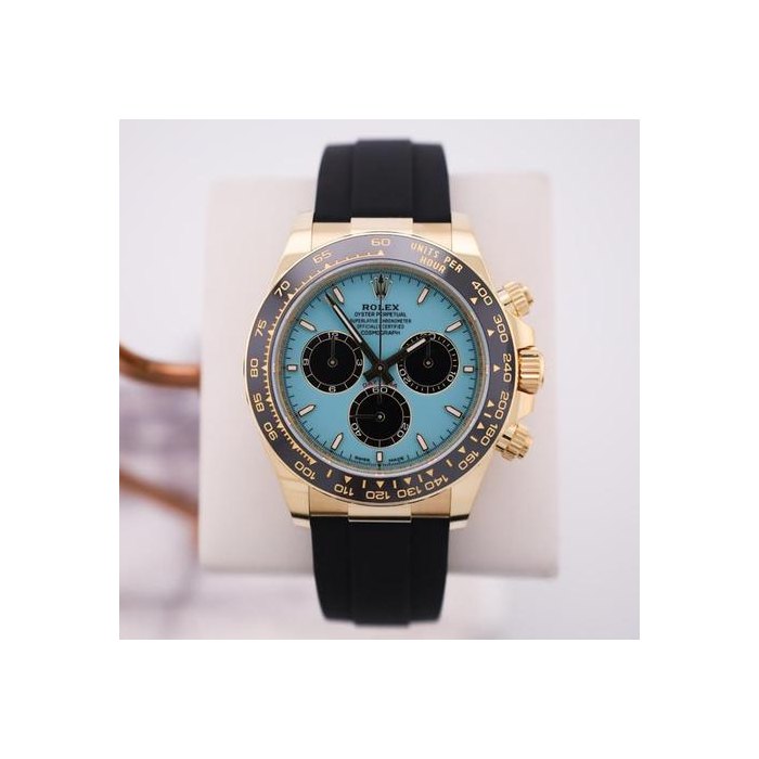 Rolex DaytonaCosmograph Daytona 40mm Yellow Gold Blue "Tiffany" Dial Oysterflex Band 126518LN