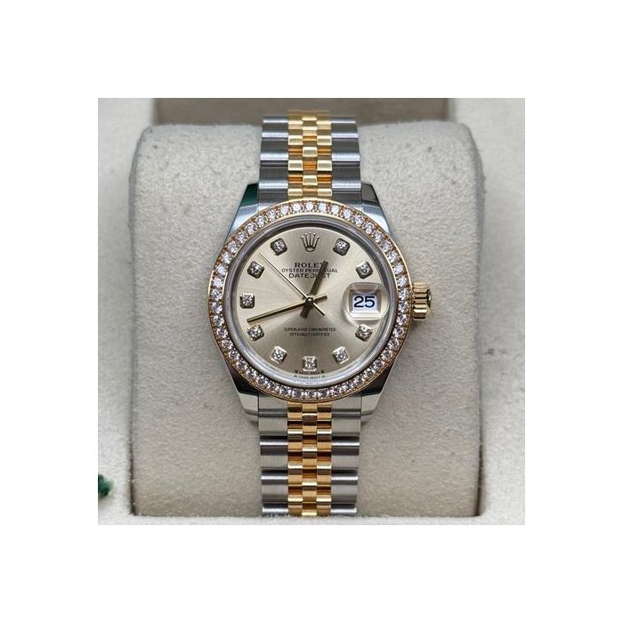 Rolex Lady-DatejustChampagne Diamond Dial Diamond Bezel Two Tone Yellow Gold Jubilee Bracelet Ref. 279383RBR