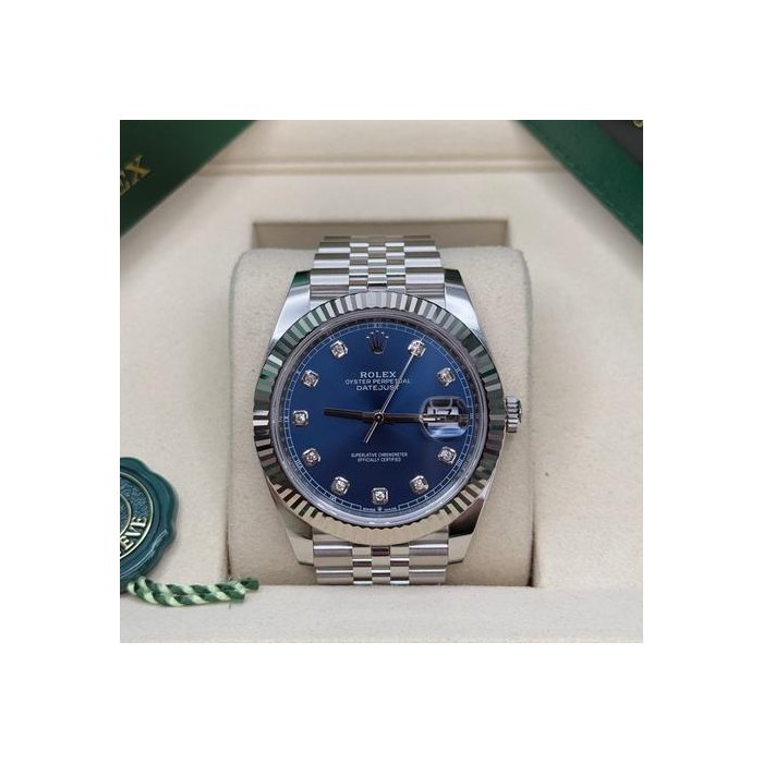 Rolex Datejust41 NEW 2026 Blue Diamond Dial Stainless Steel Fluted Bezel Jubilee Bracelet Ref. 126334