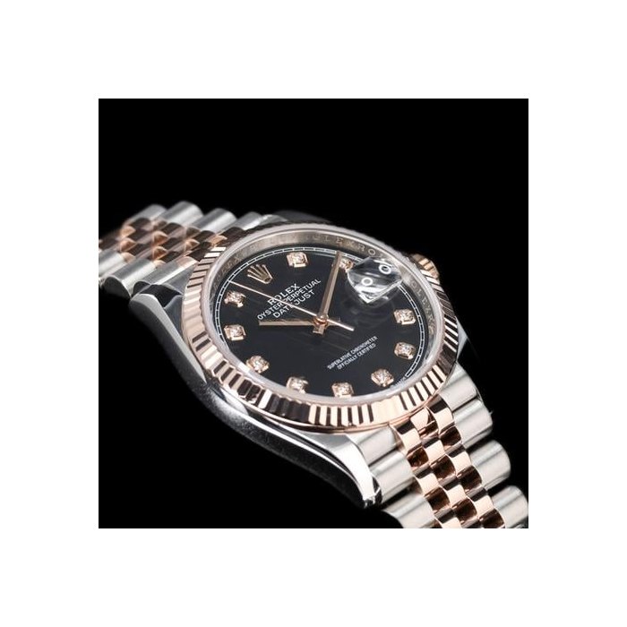 Rolex Datejust36 Two Tone Rose Gold Black Diamond Marker Jubilee 126231