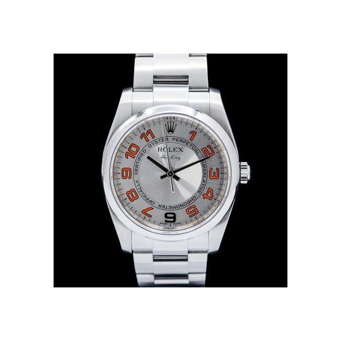 Rolex Oyster Perpetual114200 Air-King SS Orange Concentric Silver Dial Circa. 2008