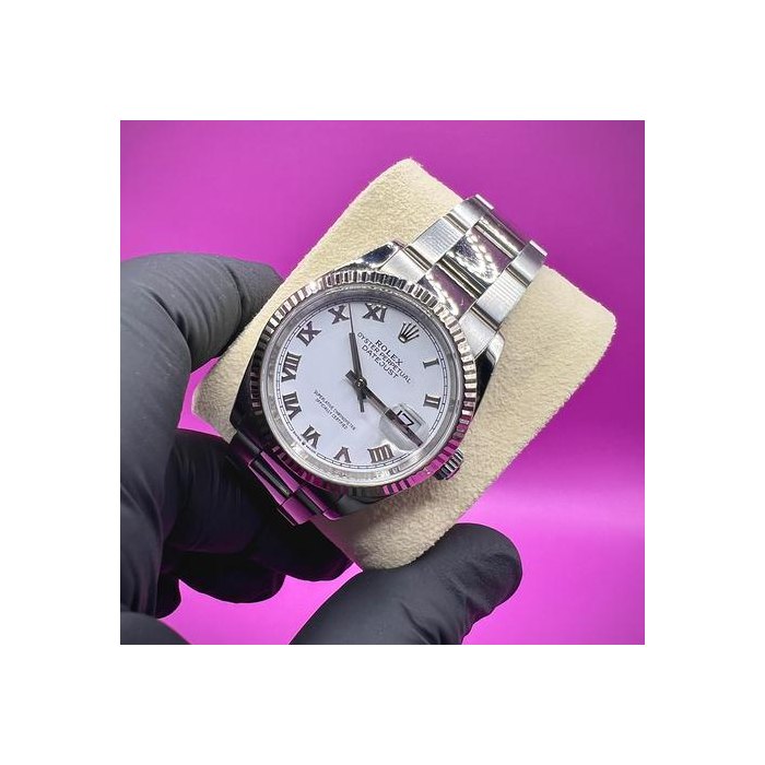 Rolex Datejust36 2019 Datejust - White Dial w Roman Numerals - Fluted Bezel Ref. 126234