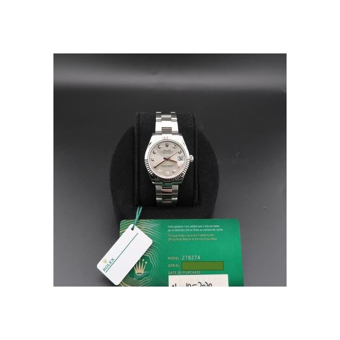 Rolex Datejust31MM Silver Diamond dial SILVER DIAL WITH DIAMOND MARKERS ON OYSTER BRACELET Ref. 278274