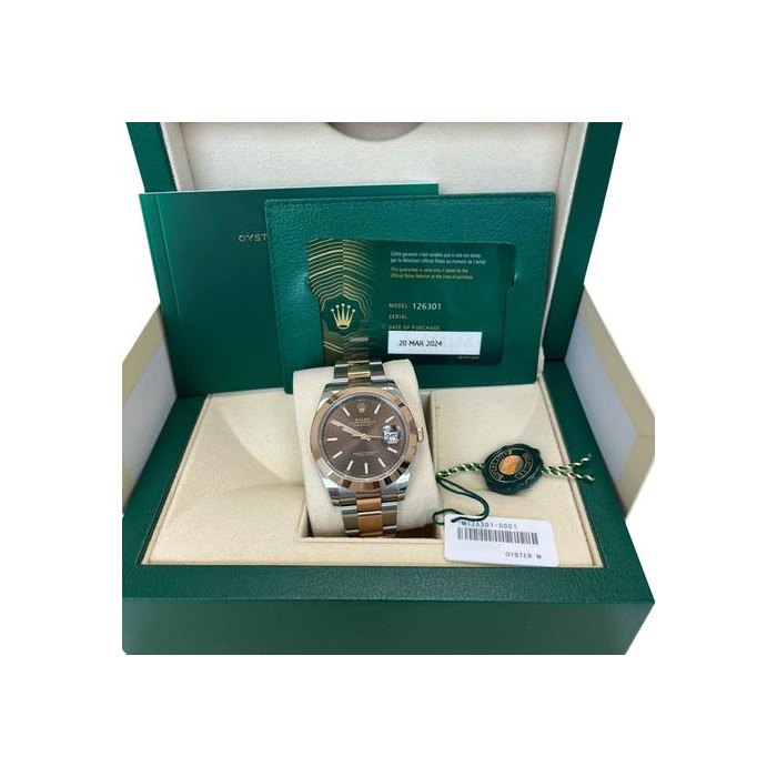Rolex Rolex Datejust41mm Chocolate Dial Oyster Two-Tone Steel Rose Gold Watch 126301, Price & Market Data