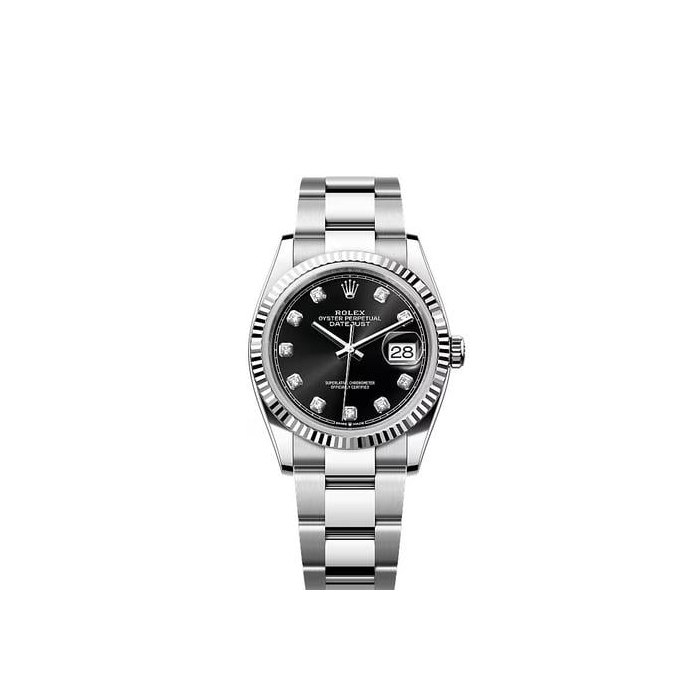 Rolex Datejust36 NEW 2026 Black Diamond Dial Stainless Steel Fluted Bezel Oyster Bracelet Ref. 126234